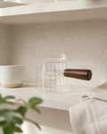 Ribbed Glass Measuring Pitcher with Wooden Handle