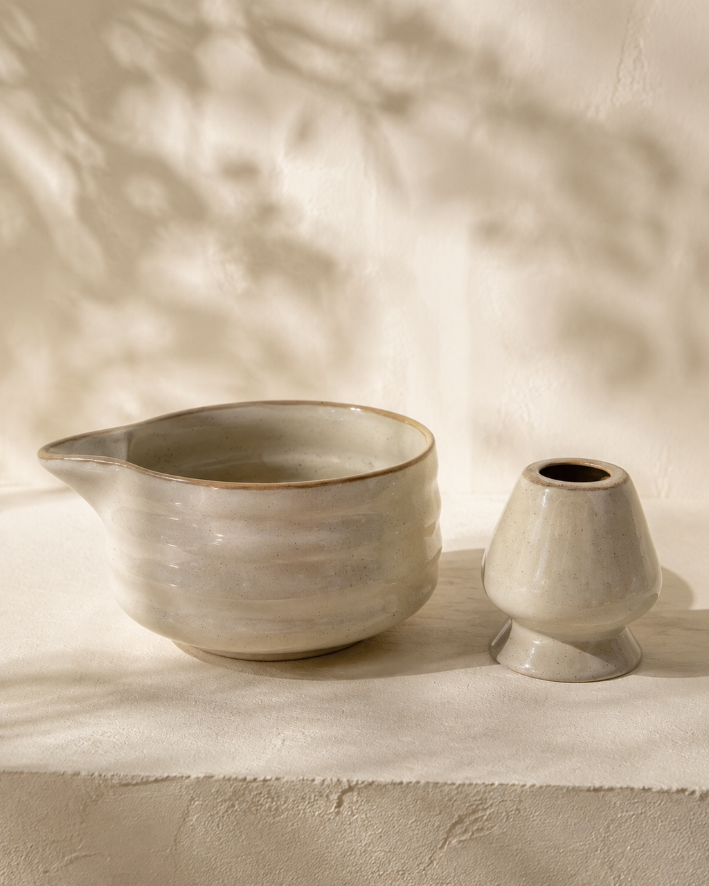 Speckled Ceramic Matcha Bowl & Whisk Holder Set