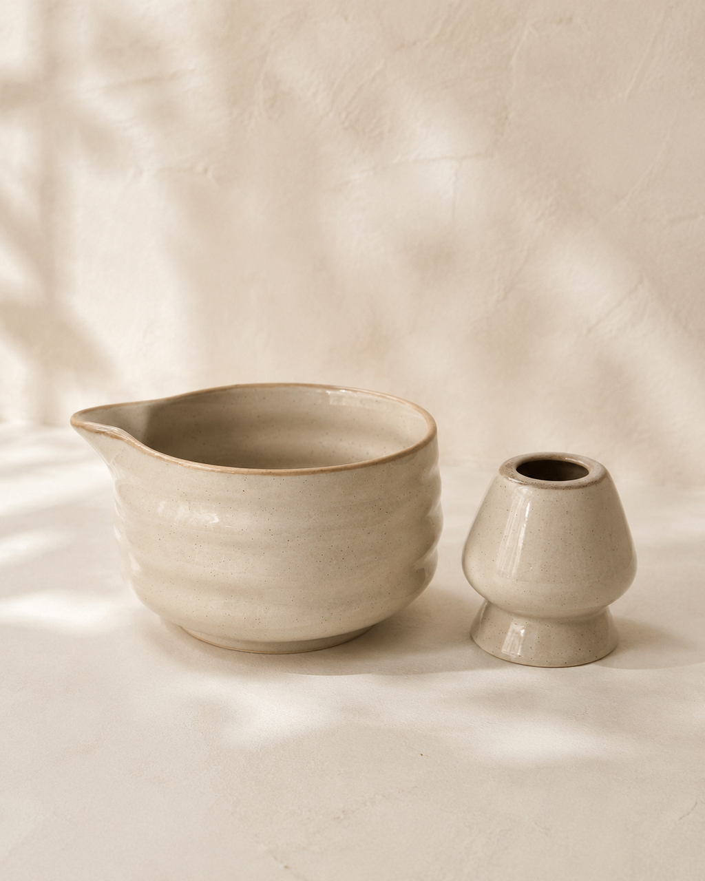 Speckled Ceramic Matcha Bowl & Whisk Holder Set