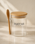 Glass Matcha Canister with Wooden Lid & Spoon