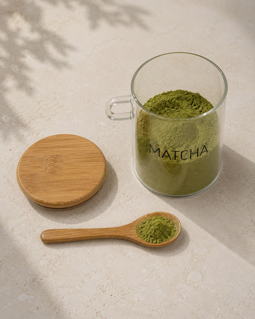 Glass Matcha Canister with Wooden Lid & Spoon